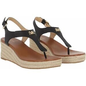 NWT Michael Kors Womens Strap Laney Wedge Leather Espadrille Shoes,Black-Size6.5